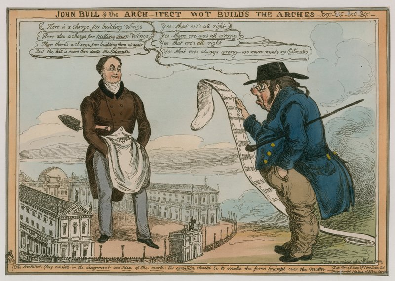 John Bull és az építész építi a boltíveket stb alkotó: English School