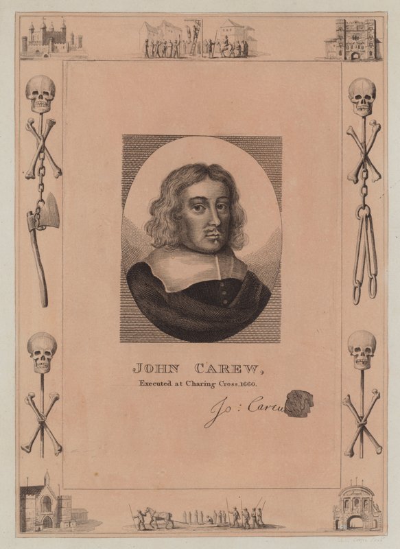 John Carew, kivégezték a Charing Crossban, 1660 alkotó: English School