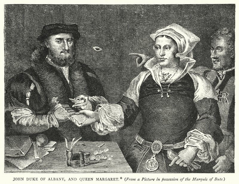 John, Albany hercege és Margit királyné (metszet) alkotó: English School