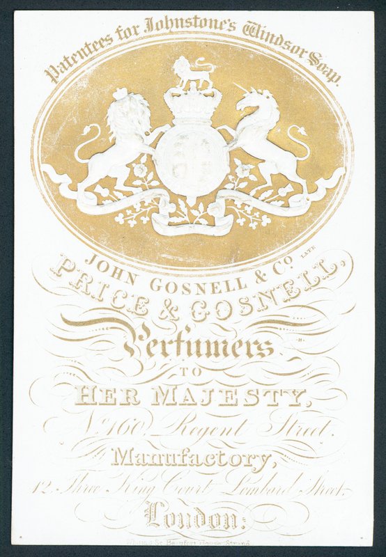 John Gosnell & Co, késő, Price & Gosnell, kereskedelmi kártya alkotó: English School