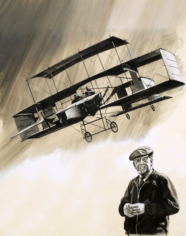 John Moore-Brabazon, az első angol, aki Angliában repülni tudott. alkotó: English School