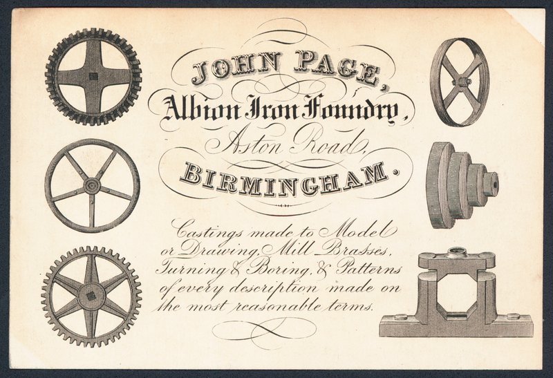 John Page, Albion Iron Foundry, kereskedelmi kártya alkotó: English School