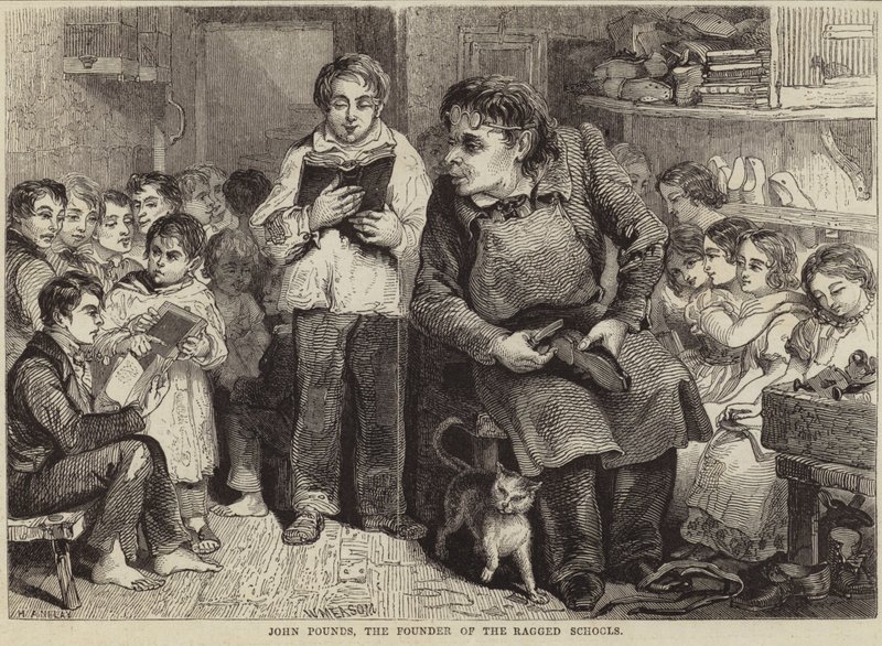 John Pounds, a rongyos iskolák alapítója alkotó: English School