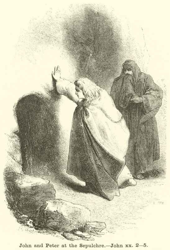 János és Péter a sírnál, János, xx, 2, 5 alkotó: English School