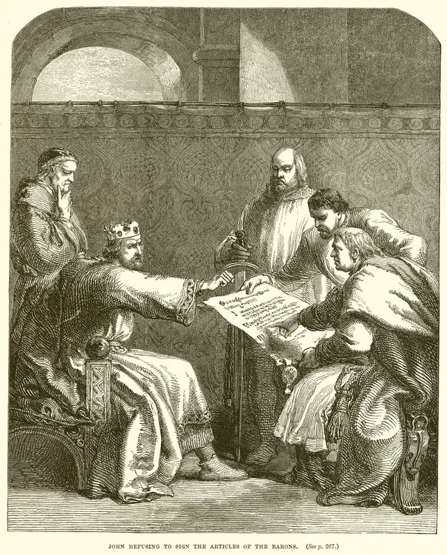 János nem hajlandó aláírni a bárók alapszabályát alkotó: English School
