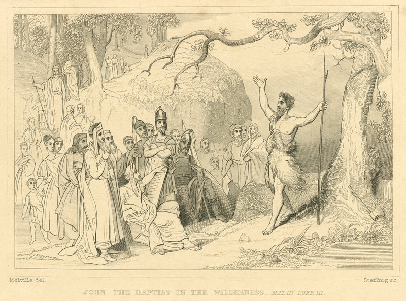 Keresztelő János a pusztában, Máté III, Lukács III (metszet) alkotó: English School