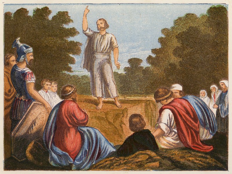 Keresztelő János prédikál (színes litográfia) alkotó: English School