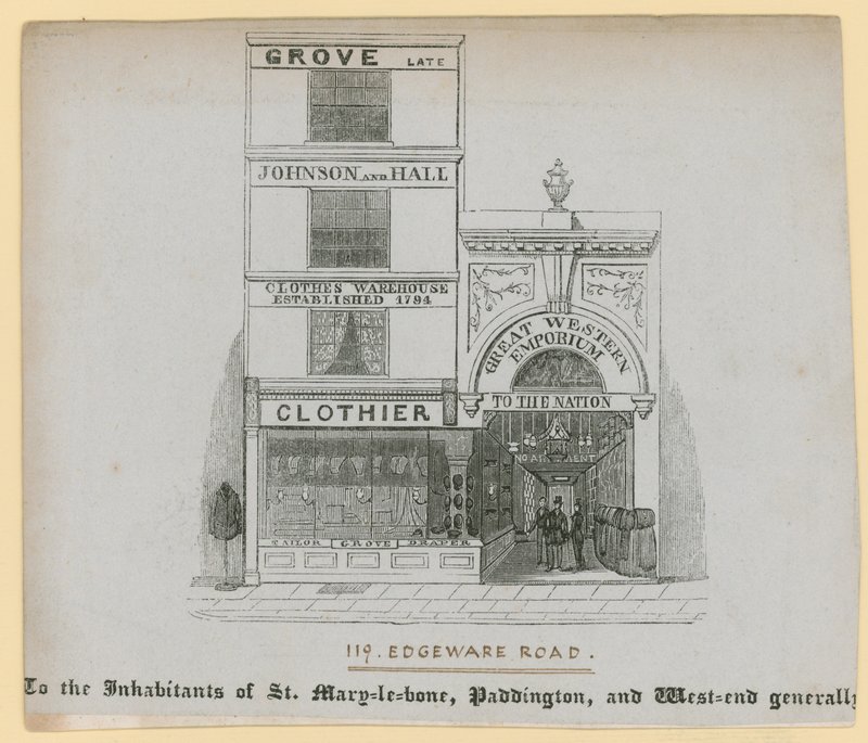 Johnson és Hall, ruházat, Edgware Road 119 alkotó: English School