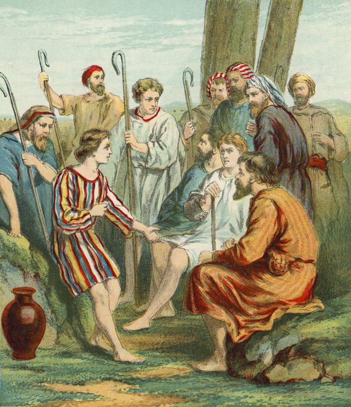 József sokszínű kabátot visel alkotó: English School