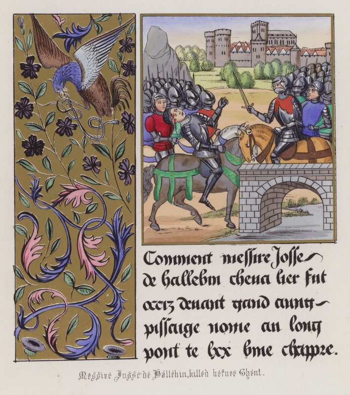 Josse de Haluin megölt Gent előtt (színes metszet) alkotó: English School