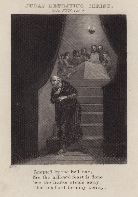 Júdás elárulja Krisztust, Lukács XXII, ver 4 (metszet) alkotó: English School