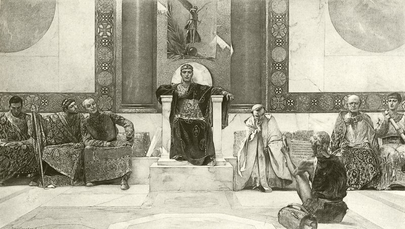 Justinianus és tanácsa (mélynyomás) alkotó: English School