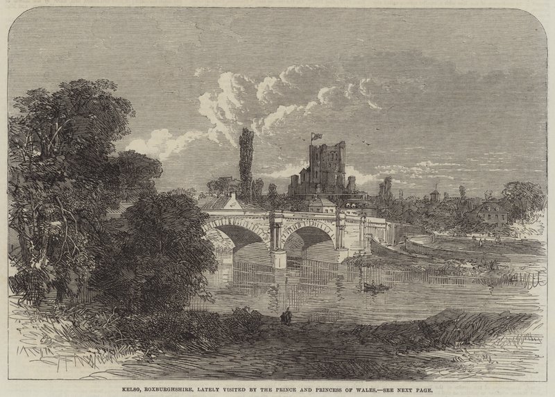 Kelso, Roxburghshire, a közelmúltban járt a walesi herceg és hercegnő (metszet) alkotó: English School