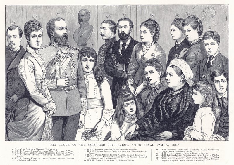 Kulcsblokk a színes kiegészítéshez, A királyi család, 1880 alkotó: English School