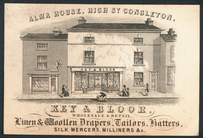 Key and Bloor, nagy- és kiskereskedelmi len- és gyapjúszövetek, szabók, kalaposok, selyemkereskedők, kalaposok alkotó: English School