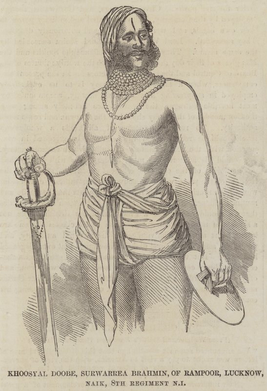 Khushal Dubey, Survarara Brahmin, Rampur, Lukno, Nayak, 6. ezred bennszülött gyalogsága (inviring) alkotó: English School
