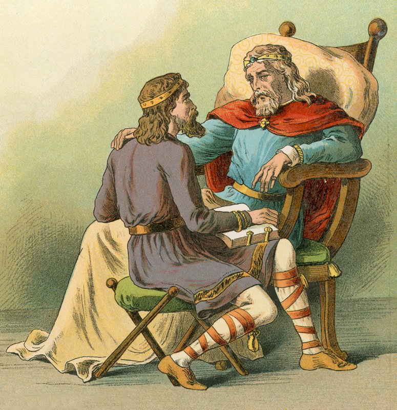Alfréd király tanácsot ad fiának alkotó: English School