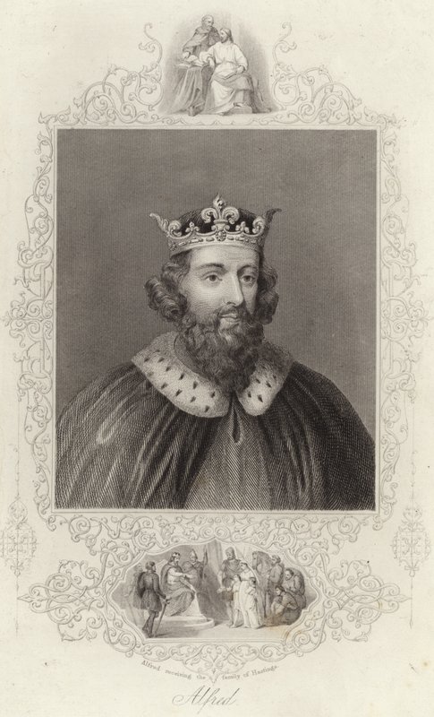 Alfréd király fogadja Hastings családját alkotó: English School