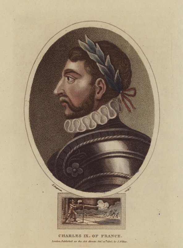 IX. Károly francia király (színes metszet) alkotó: English School