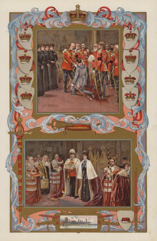 VII. Edward király első uralkodói aktusai 1901-ben (színes litográfia) alkotó: English School