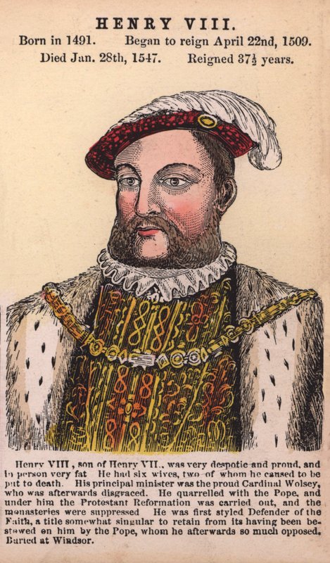 VIII. Henrik király (színes metszet) alkotó: English School