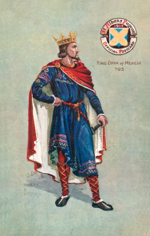 King Offa Of Mercia 793, Szent Albán díszbemutatója 1907 (színes litó) alkotó: English School