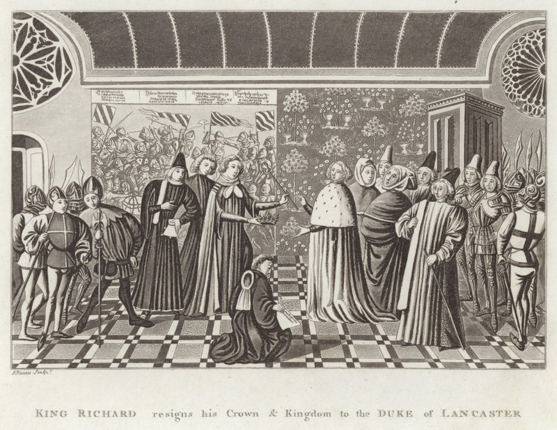 Richard király lemond koronájáról és királyságáról Lancaster hercegének alkotó: English School