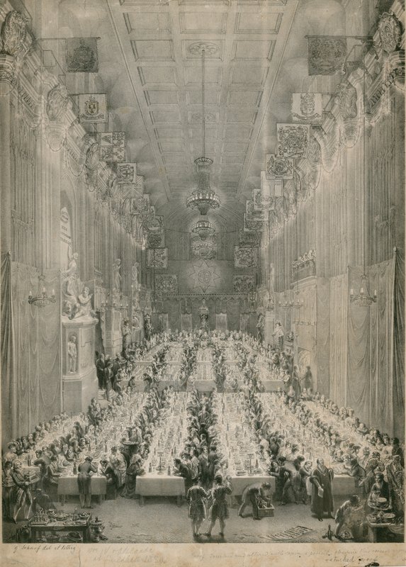 IV. Vilmos király és Adelaide a londoni Guildhallban, 1834 alkotó: English School