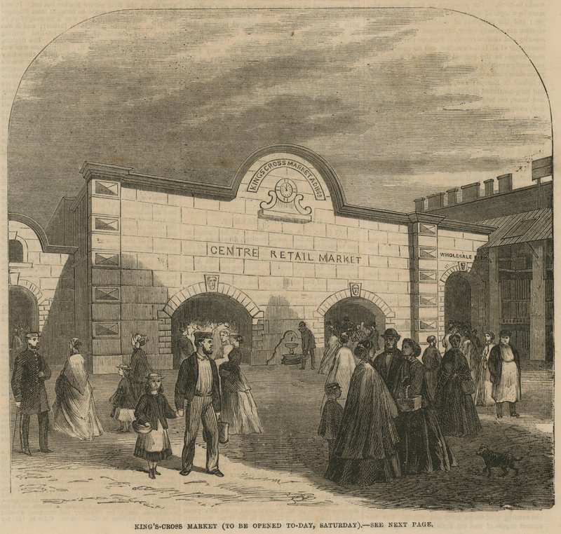 Kings Cross Market, amelyet 1868. augusztus 8-án, szombaton nyitnak meg alkotó: English School