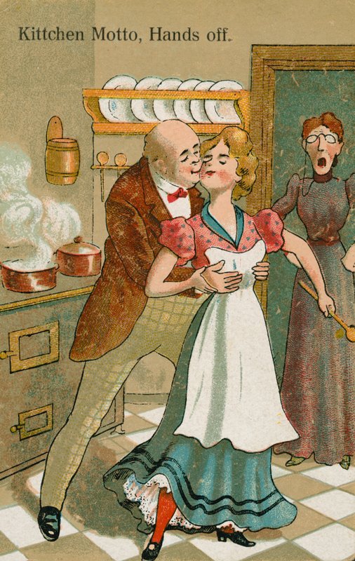 A konyhalányt molesztálják (színes litho) alkotó: English School