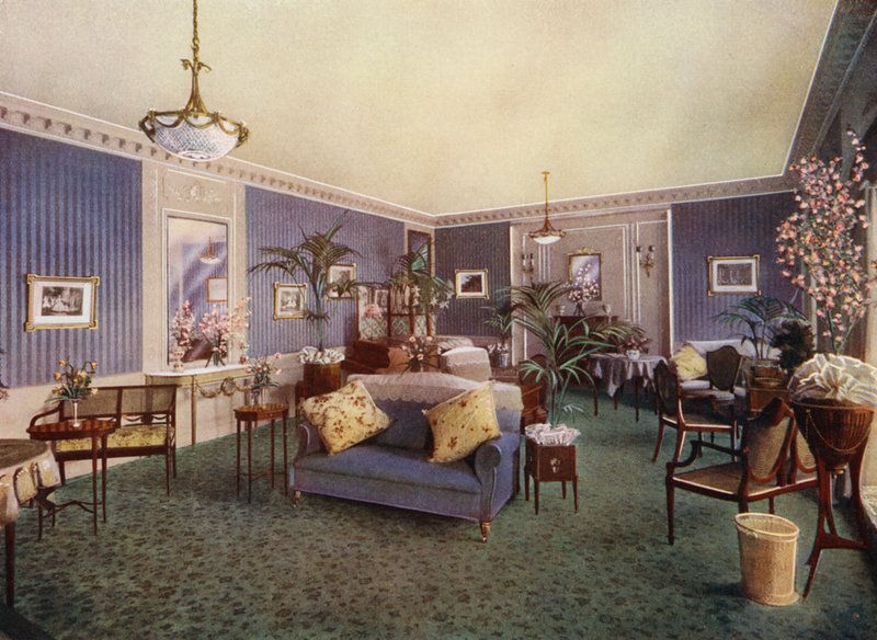 Női írószoba, Waldorf Hotel, London (színes litho) alkotó: English School