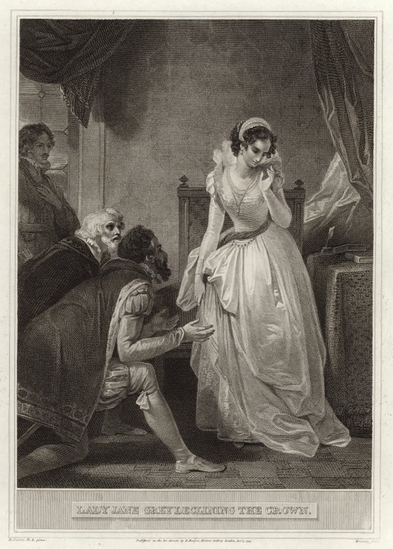 Lady Jane Gray visszautasítja a koronát alkotó: English School