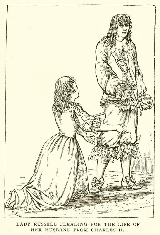 Lady Russell férje életéért könyörög II. Károlytól alkotó: English School