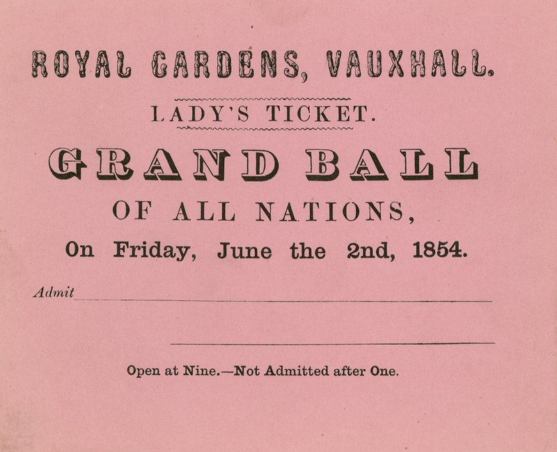 Ladys jegy, Vauxhall Gardens, London, 1854. június 2 alkotó: English School