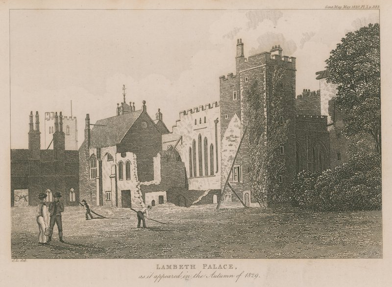 A Lambeth-palota, ahogyan 1829 őszén megjelent alkotó: English School