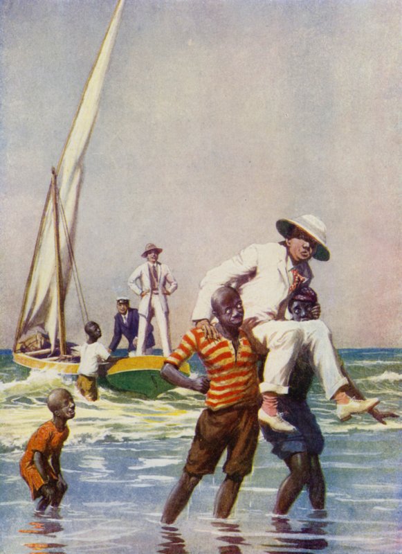 Leszállás Kelet-Afrikában (színes litho) alkotó: English School
