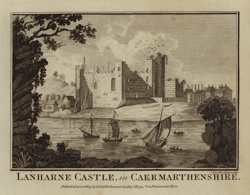 Lanharne kastély, Caermarthenshire (metszet) alkotó: English School