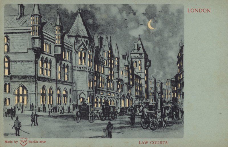 Law Courts, London (színes litográfia) alkotó: English School