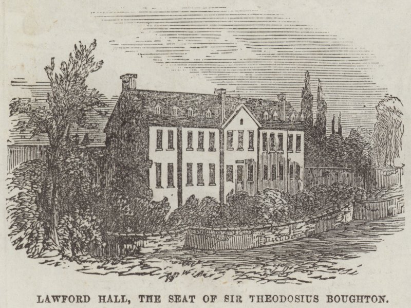 Lawford Hall, Sir Theodosius Boughton székhelye (metszet) alkotó: English School