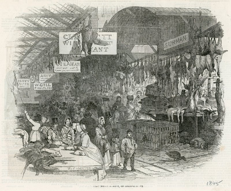 Leadenhall piac 1845 karácsony estéjén alkotó: English School