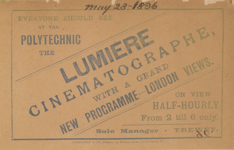 A Lumiere Cinematographot reklámozó szórólap alkotó: English School
