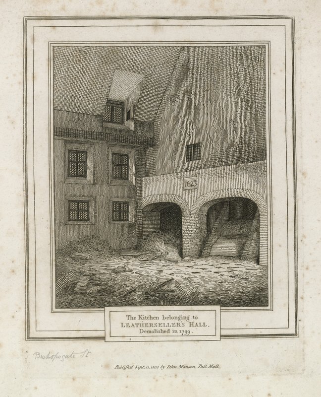 Leathersellers Hall, Bishopsgate Street. Lebontották 1799 alkotó: English School