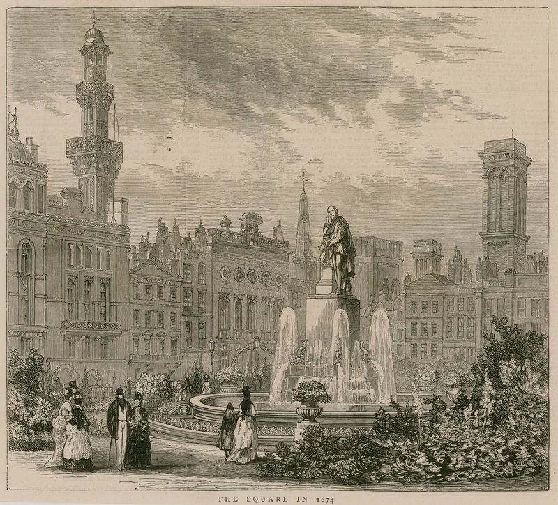 A Leicester Square, London, 1874 alkotó: English School
