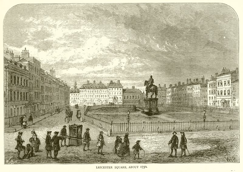 Leicester Square, 1750 körül alkotó: English School
