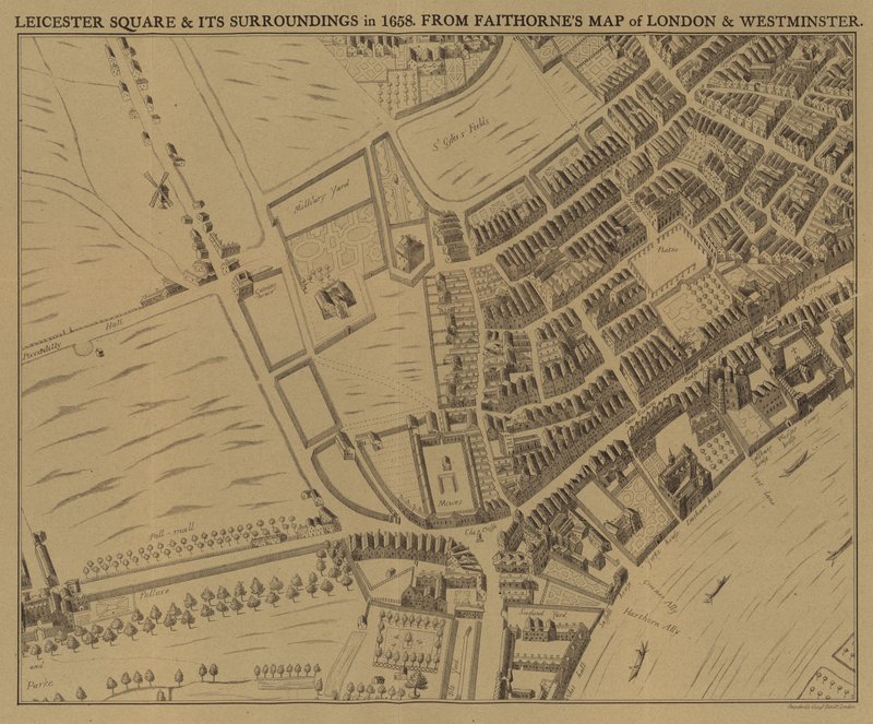 A Leicester Square és környéke 1658-ban alkotó: English School