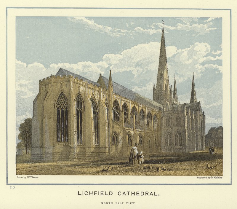 Lichfield katedrális, északkeleti nézet alkotó: English School