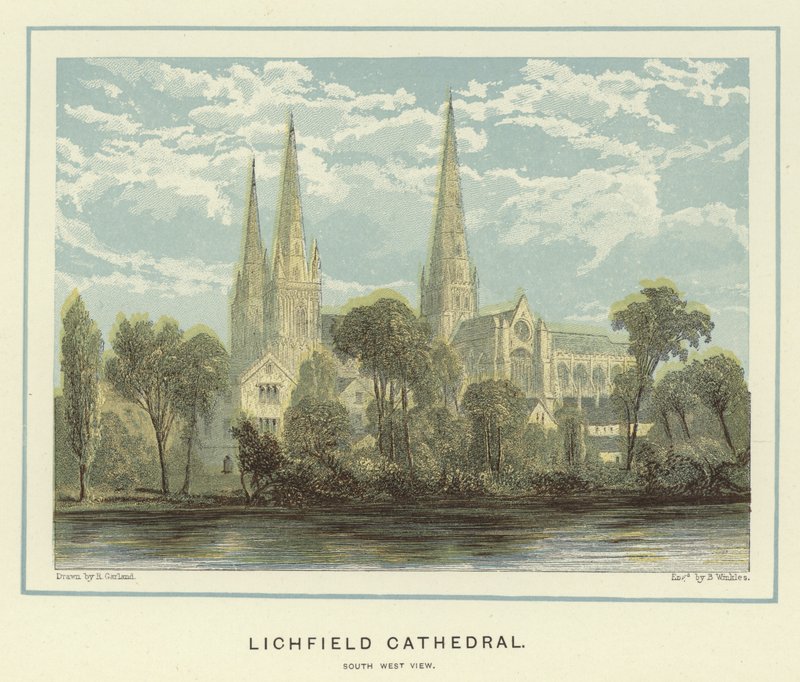 Lichfield katedrális, délnyugati nézet alkotó: English School