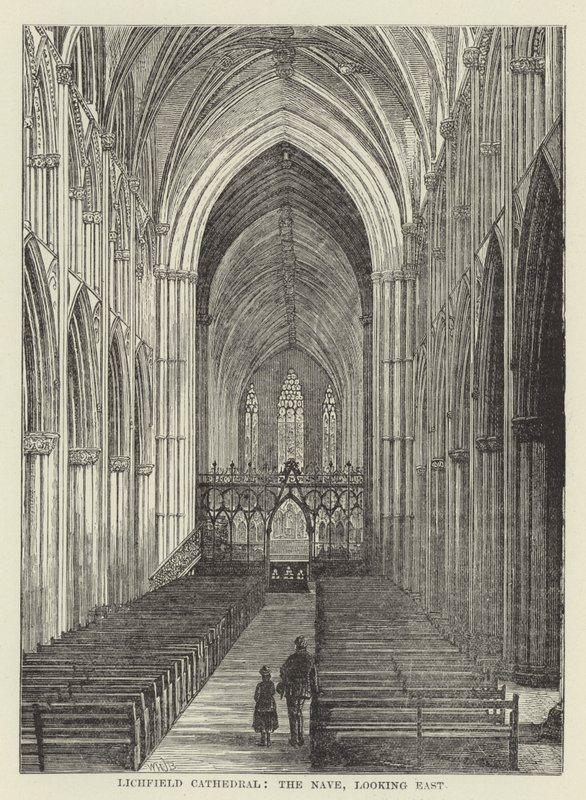 Lichfield katedrális, a hajó, kelet felé néz alkotó: English School
