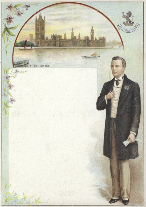 Liebig-kártya Joseph Chamberlain-nel alkotó: English School