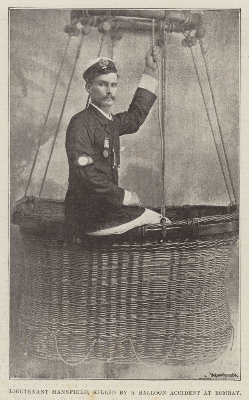 Mansfield hadnagy, egy ballonbalesetben meghalt Bombayben (metszet) alkotó: English School